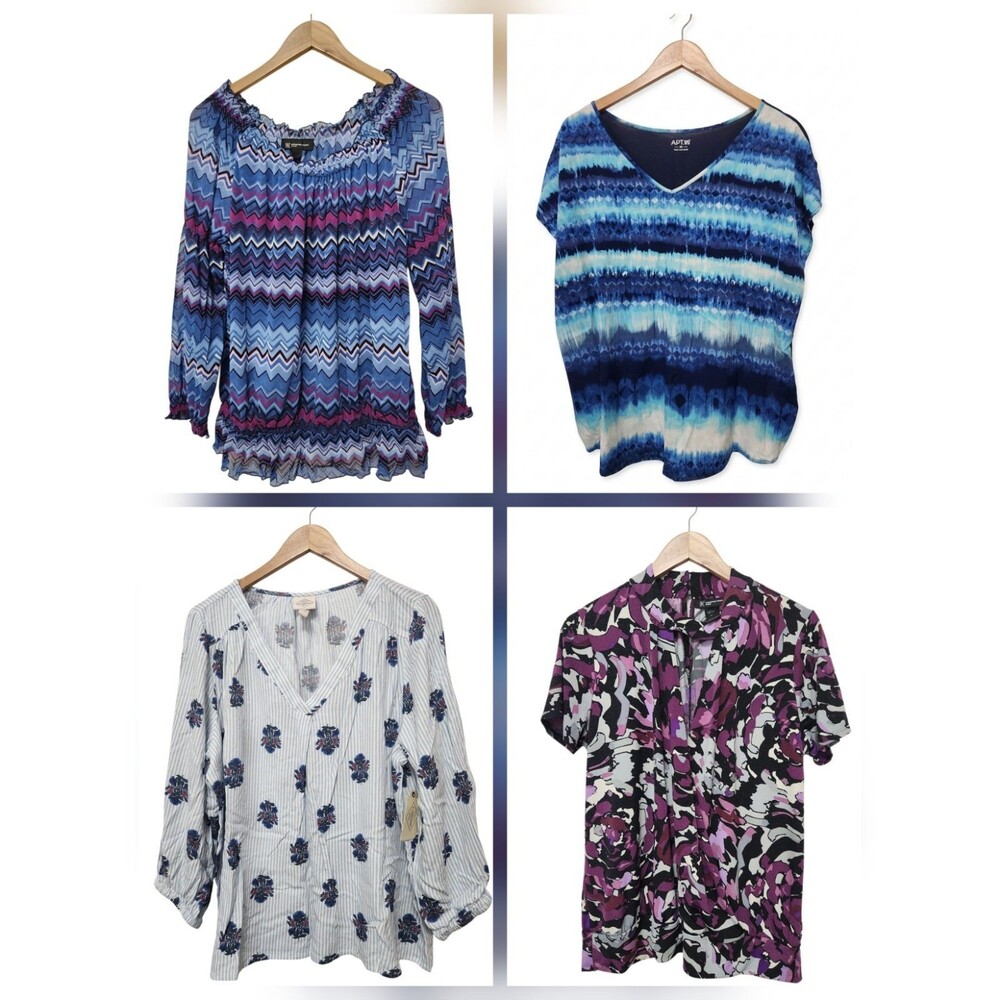 4 Pc Lot Womens Tops Blouses Plus Size 0X Casual Pullover Boho Festival Hippie